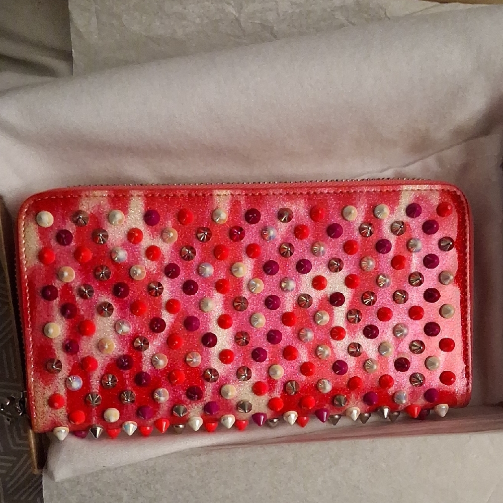 Christian Louboutin Studded Pink and Red Studded Wallet